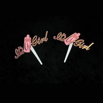 Que cắm cupcake ch&uacute;c mừng sinh b&eacute; g&aacute;i - It's a Girl (12 c&aacute;i)