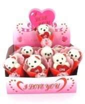 GẤU B&Ocirc;NG I LOVE YOU TRONG HỘP TRƯNG B&Agrave;Y (12 con)