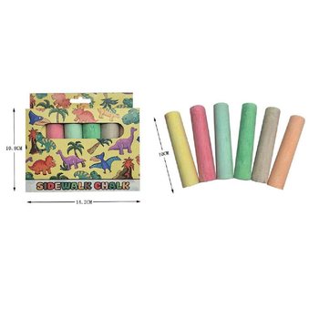 Hộp 6 Vi&ecirc;n Phấn Viết Bảng Ngo&agrave;i Trời Cỡ Lớn - Mẫu Khủng Long (Lốc 12 Hộp)