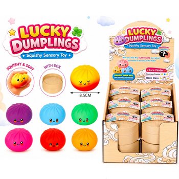 RAGE - LUCKY DUMPLINGS - Đồ Chơi Squishy B&aacute;nh Bao LỚN K&iacute;ch Thước 8.5 x 8.5 x 4.8 Cm - Hộp Trưng B&agrave;y (12 C&aacute;i)