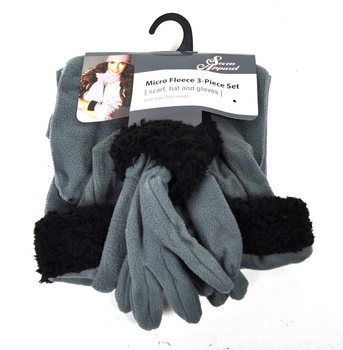 Bộ Nỉ Micro Fleece 3 Món Màu Xám