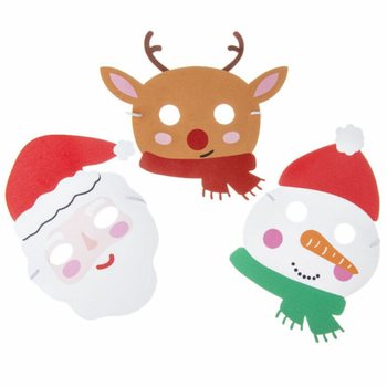 Mix Mặt Nạ Gi&aacute;ng Sinh Bằng Xốp - &Ocirc;ng Gi&agrave; Noel, Tuần Lộc & Người Tuyết (48 chiếc)