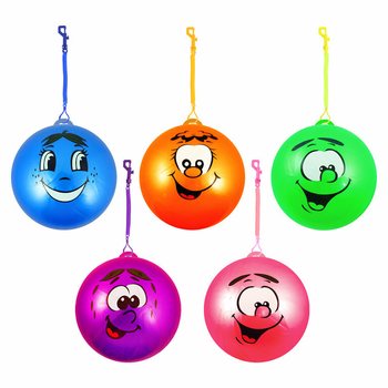 Bóng Bungee Mặt Cười Smiley Có Dây Đàn Hồi Ø 23 Cm (24 quả)