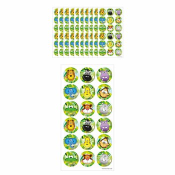Sticker Hoạt Hình Jungle – 18 Nhãn Dán Mỗi Tờ (Hộp 10 Tờ)