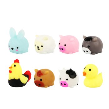 ĐỒ CHƠI SQUISHY MINI - ĐỘNG VẬT TRANG TRẠI - K&Egrave;M HỘP TRƯNG B&Agrave;Y (96 chiếc)