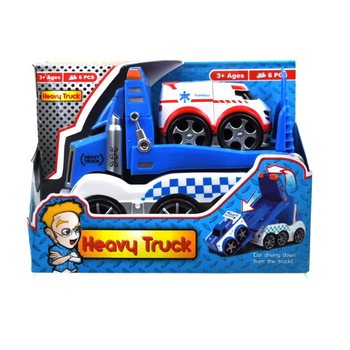 Xe tải đồ chơi c&oacute; rơ-mo&oacute;c k&egrave;m đ&egrave;n & &acirc;m thanh (Set 6 m&oacute;n)