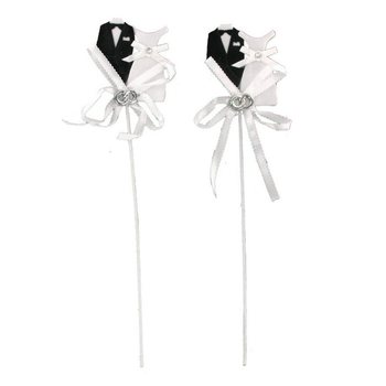Topper cắm bánh kem - Cặp đôi cô dâu chú rể (12 cái)