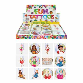 HÌNH XĂM VUI NHỘN - MẪU: TIÊN NỮ / FAIRY, Mỗi Gói 12x Hình Xăm TRONG HỘP TRƯNG BÀY (48 gói)