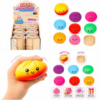 RAGE - LUCKY DUMPLINGS - Đồ Chơi Squishy B&aacute;nh Bao LỚN K&iacute;ch Thước 8.5 x 8.5 x 4.8 Cm - Hộp Trưng B&agrave;y (12 C&aacute;i)
