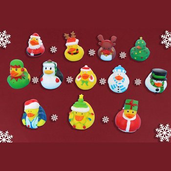Vịt Tắm Gi&aacute;ng Sinh Mix 6cm (12 con) - Qu&agrave; Tặng Lễ Hội