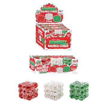 SQUEEZY GLITTER BAUBLE CUBES - KIM TUYẾN - BỘ 3 KHỐI VUÔNG - NHÂN ĐƯỜNG SUGAR - HỘP TRƯNG BÀY (6 BỘ)