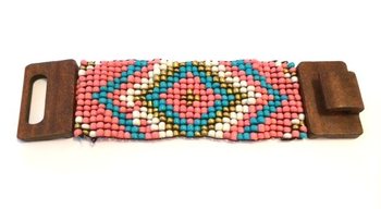 Vòng Tay Aztec Khóa Gỗ Xanh Dương/Hồng (1 chiếc)