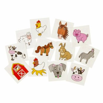 H&igrave;nh Xăm D&aacute;n Ngộ Nghĩnh - Chủ Đề N&ocirc;ng Trại (Hộp 48 g&oacute;i x 12 h&igrave;nh)