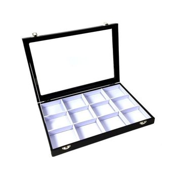Khay Trưng B&agrave;y Hạt Cườm M&agrave;u Trắng C&oacute; Nắp, 12 Ngăn