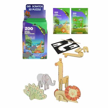 Tranh Cào Ghép Hình 3D Động Vật (Hộp Trưng Bày 18 Bộ)