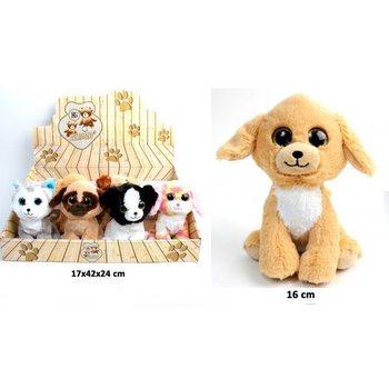 Chó Nhồi Bông Cao Cấp, 16 cm, Nhiều Mẫu trong Hộp Trưng Bày (12 con)