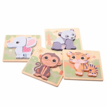 JOUECO - BỘ ĐỒ CHƠI GH&Eacute;P H&Igrave;NH GỖ THE WILDIES FAMILY - Từ 12 Th&aacute;ng (12 bộ)