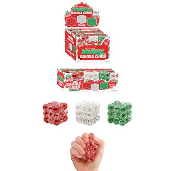 SQUEEZY GLITTER BAUBLE CUBES - KIM TUYẾN - BỘ 3 KHỐI VU&Ocirc;NG - NH&Acirc;N ĐƯỜNG SUGAR - HỘP TRƯNG B&Agrave;Y (6 BỘ)
