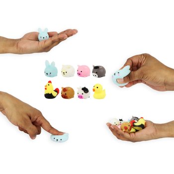 ĐỒ CHƠI SQUISHY MINI - ĐỘNG VẬT TRANG TRẠI - K&Egrave;M HỘP TRƯNG B&Agrave;Y (96 chiếc)
