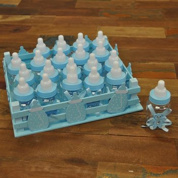 Hộp Gỗ Trang Trí Kèm 20 Bình Sữa Mini - Màu Xanh