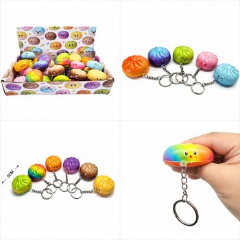 M&oacute;c Kh&oacute;a Squishy B&aacute;nh Sủi Cảo - Nhiều M&agrave;u - K&egrave;m Khay Trưng B&agrave;y (24 chiếc)