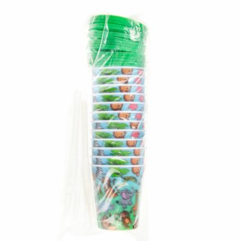 Ly uống nước / Ly đựng kem c&oacute; ống h&uacute;t - Động vật rừng xanh (12 c&aacute;i)