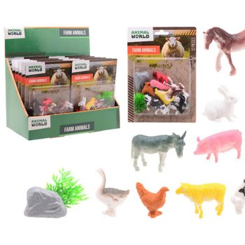 ANIMAL WORLD - Bộ Đồ Chơi Động Vật N&ocirc;ng Trại 12 M&oacute;n - Hộp Trưng B&agrave;y (12 bộ)