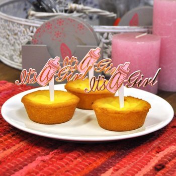 Que cắm cupcake ch&uacute;c mừng sinh b&eacute; g&aacute;i - It's a Girl (12 c&aacute;i)