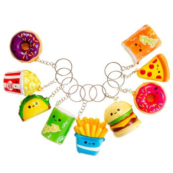 Móc Khóa Squishy Đồ Ăn Nhanh Trong Hộp Trưng Bày (24 chiếc)