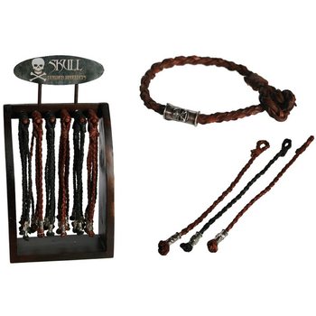 Vòng tay da bện "Skull" kèm khay trưng bày gỗ (96 cái)
