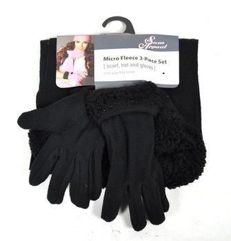 Bộ Nỉ Micro Fleece 3 Món Màu Đen