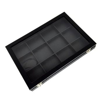 KHAY TRƯNG BÀY HẠT CƯỜM ĐEN 12 NGĂN + NẮP