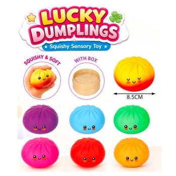 RAGE - LUCKY DUMPLINGS - Đồ Chơi Squishy B&aacute;nh Bao LỚN K&iacute;ch Thước 8.5 x 8.5 x 4.8 Cm - Hộp Trưng B&agrave;y (12 C&aacute;i)