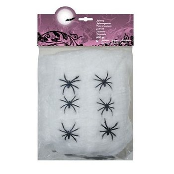 Mạng Nhện Trang Trí 100g Kèm 6 Con Nhện - Trắng (4 cái)