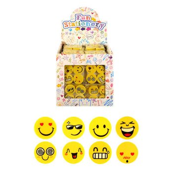 MẪU GÔM TẨY: BỘ 4 CỤC TẨY SMILEY TRONG KHAY TRƯNG BÀY (120 bộ)