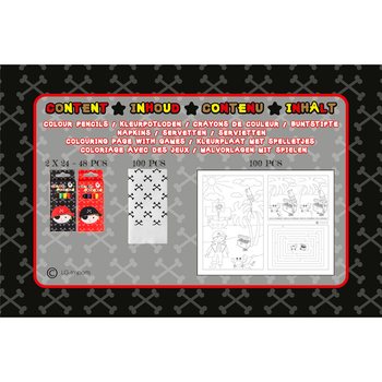 BỘ HORECA TRỌN G&Oacute;I HẢI TẶC - 48x Hộp b&uacute;t ch&igrave; m&agrave;u + 100x Tranh t&ocirc; m&agrave;u + 100x Khăn ăn (248 m&oacute;n)