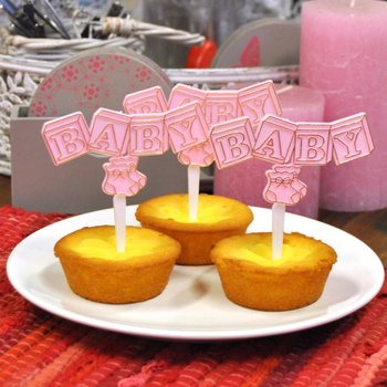 Que Cắm Cupcake Sinh Nhật B&eacute; - Hồng Baby (12 c&aacute;i)