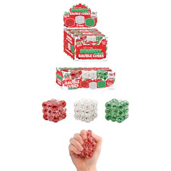 SQUEEZY GLITTER BAUBLE CUBES - KIM TUYẾN - BỘ 3 KHỐI VU&Ocirc;NG - NH&Acirc;N ĐƯỜNG SUGAR - HỘP TRƯNG B&Agrave;Y (6 BỘ)