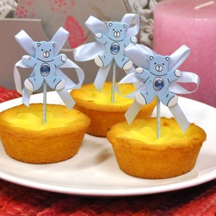 QUE CẮM CUPCAKE ĐẦY THÁNG - GẤU XANH (12 cái)