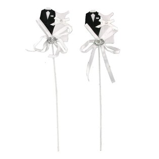 Topper cắm b&aacute;nh kem - Cặp đ&ocirc;i c&ocirc; d&acirc;u ch&uacute; rể (12 c&aacute;i)