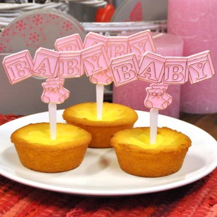Que Cắm Cupcake Sinh Nhật Bé - Hồng Baby (12 cái)