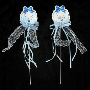 QUE CẮM TRANG TR&Iacute; B&Aacute;NH SINH NHẬT - XANH DƯƠNG NHẠT (12 c&aacute;i)