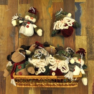 NGƯỜI TUYẾT & &Ocirc;NG GI&Agrave; NOEL BẰNG VẢI B&Ocirc;NG TRONG GIỎ - MẪU 3 (12 c&aacute;i)
