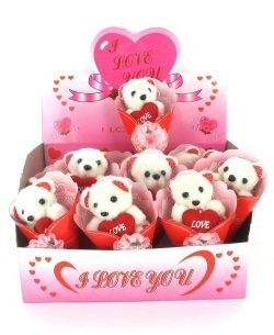 GẤU BÔNG I LOVE YOU TRONG HỘP TRƯNG BÀY (12 con)