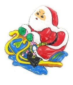 ĐĨA TRANG TRÍ - ÔNG GIÀ NOEL TRÊN XE TRƯỢT TUYẾT (6 cái)