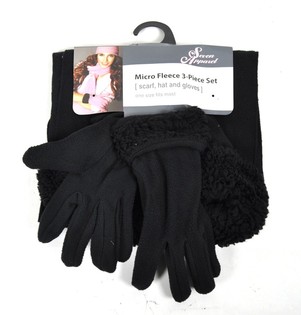 Bộ Nỉ Micro Fleece 3 Món Màu Đen