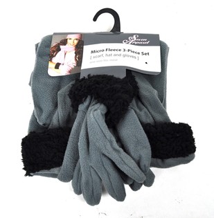 Bộ Nỉ Micro Fleece 3 Món Màu Xám