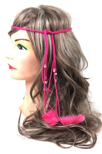 Băng đ&ocirc; t&oacute;c phong c&aacute;ch Ibiza đ&iacute;nh hạt m&agrave;u hồng fuchsia (1 chiếc)