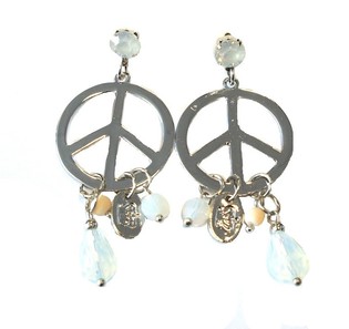 Bông Tai Bạc Peace Đính Đá Pha Lê Trắng (1 chiếc)