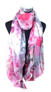 Khăn Quàng Cổ Phong Cách Ibiza Hồng Fuchsia/Xám (1 chiếc)